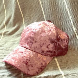 Pink velvet ball cap